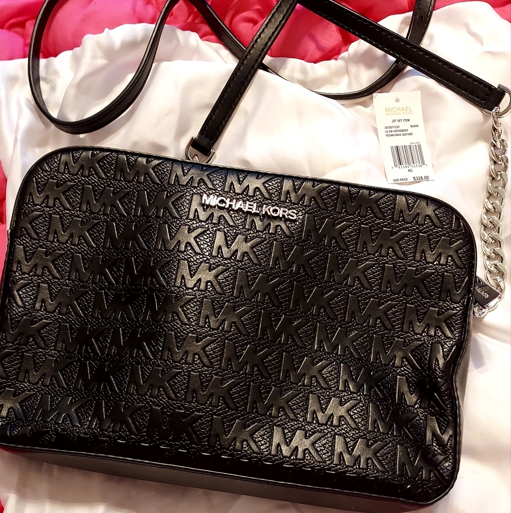 Michael Kors Jetset crossbody chain strap with MK logo signature embossed